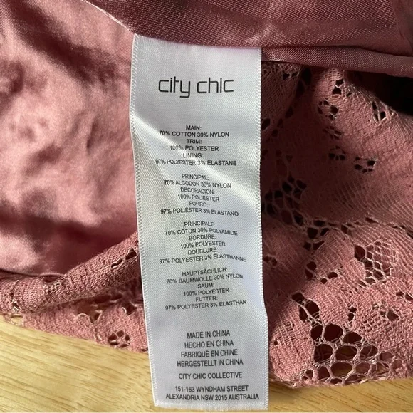 City Chic Blush Lace Off-Shoulder Dress 18 1x pink wiggle plus size - Picture 10 of 11